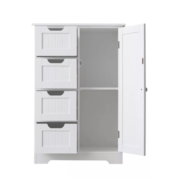 VANIRROR Bathroom Floor Cabinet, Small Freestanding Storage Cabinet with Doors and Drawers, Entryway Cabinet Home Storage for Living Room