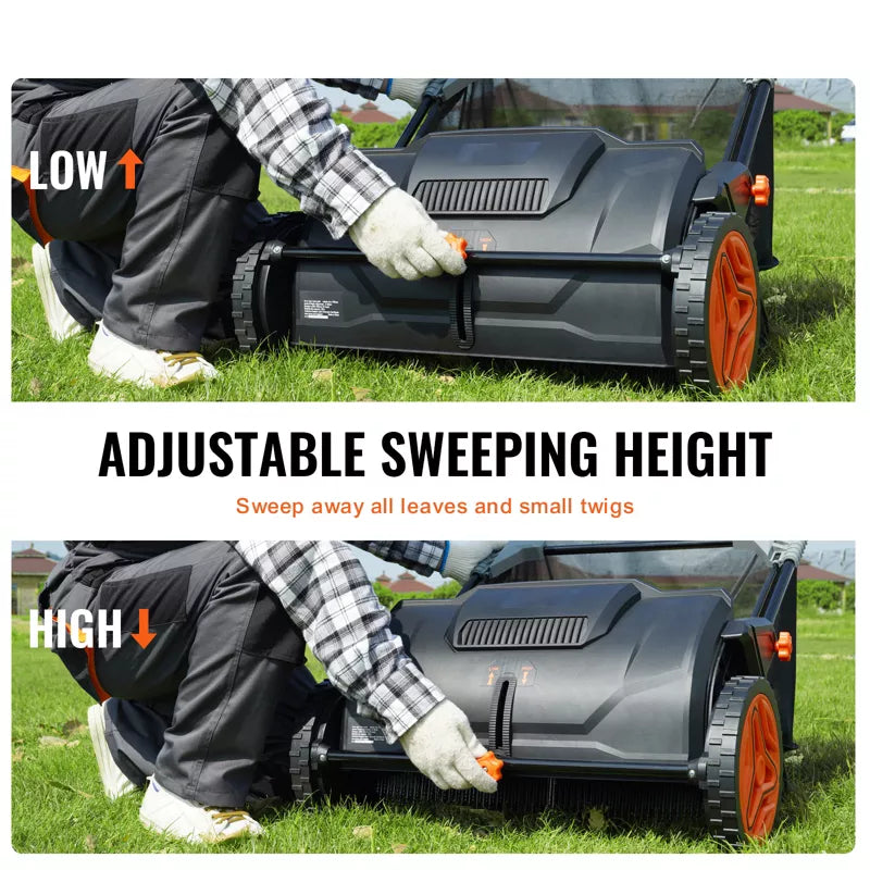 VEVOR Push Lawn Sweeper, 21inch Leaf & Grass Collector