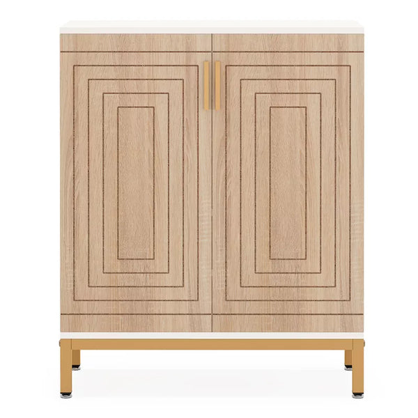 Lirago,31.5"L*14.96"W*37.4"H, Natural Shoe Cabinet with Gold Legs - Space Saving Entryway Organizer for 20 Pairs