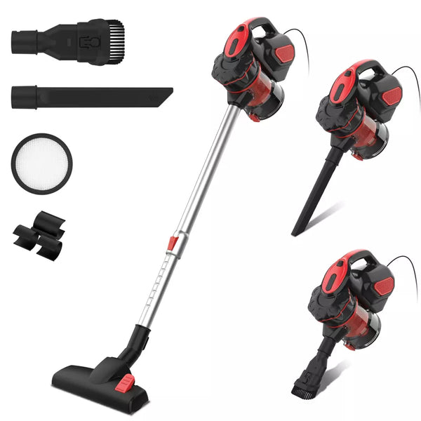 INSE I5 Corded Stick Vacuum Cleaner - 600W Powerful Motor, 18000Pa Suction with High-Efficiency Filters for Pet Hair & Hard Floor Cleaning Red