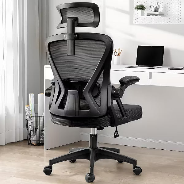 Ergonomic Office Chair, Home Office Desk Chair with Headrest, High Back Office Chair with Flip-up Armrests, Comfy Desk Chair with Lumbar Support
