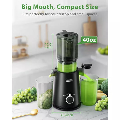 Aeitto Cold Press Juicer,juicer machine with 4.35" Large Feed Chute Fit Whole Fruits and Vegetables & Easy to Clean