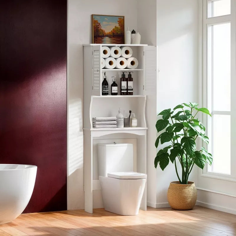 VANIRROR Over The Toilet Storage Cabinet, Bathroom Shelf Over Toilet, Bathroom Storage Cabinet Organizer, White