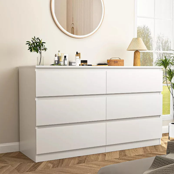 CIPACHO Modern 6 Drawer Double Dresser Spacious Storage Chest for Bedroom Closet Living Room with Ample Space to Keep Home Tidy