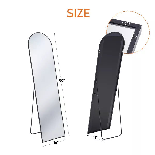 Wooakway Metal Arch Full Length Mirror Freestanding Mirror Wall Mirror Decorative Mirror Black/Gold