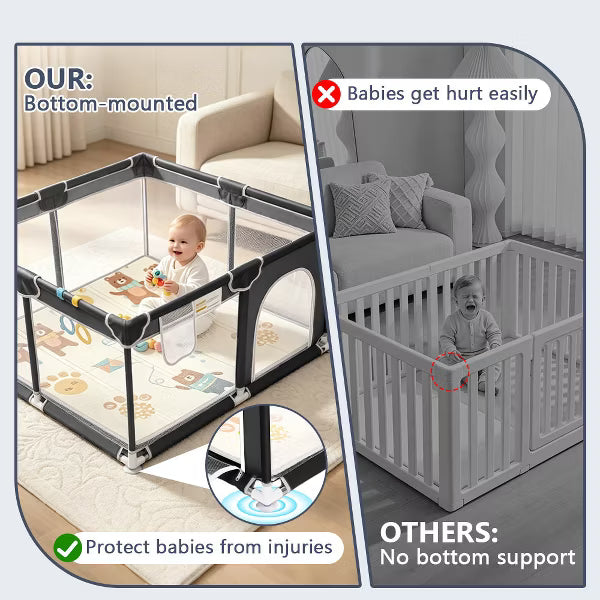 Kmaier Soft Padded Baby Playpen With Mat,Safe And Sturdy Design,Breathable Mesh,Portable For Indoor And Outdoor Use,Pink