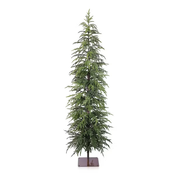 DR.Planzen 6FT Artificial Tree, Slim Artificial Christmas Tree with Black Stand, Narrow Balsam Faux Christmas Tree for Space-Saving Holiday Decor