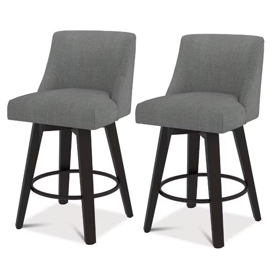Dyonery Single Swivel Bar Stool with Back & Footrest, 26 Inch Counter Height Barstool for Kitchen Island