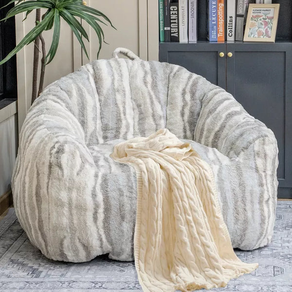 Hooseng Giant Bean Bag Chair, Faux Fur Large Bean Bag Chair with Filler, Bean Bag Couch for Adults, Oversized Arm Chair with Memory Foam