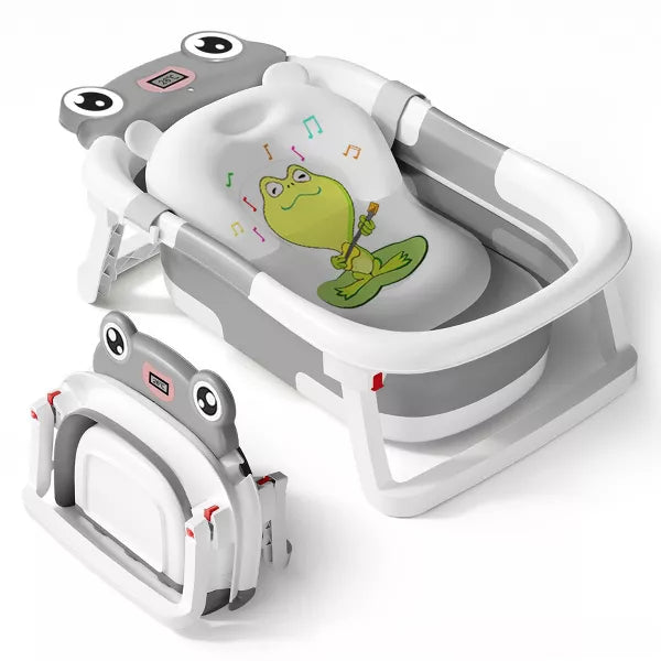 BabyBond Collapsible Baby Bathtub for Infants and Toddlers with Thermometer& 1 Soft Floating Cushion Portable Travel Baby Tub
