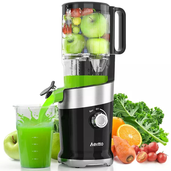 Slow Juicer Machines, Cold Press Juicer 4.9" Extra Large Feed Chute for Whole Fruits and Vegetables & Easy Clean