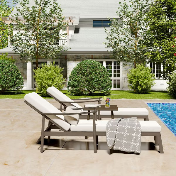HAPPATIO Aluminum Adjustable Outdoor Chaise Lounge Chair