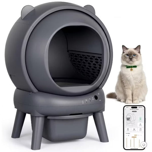 Cumrige Smart Automatic Litter Box for Multiple Cats, Large Capacity Self-Cleaning Design with App Control,Grey