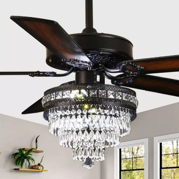 Kviflon 62 inch Crystal Ceiling Fan with Light
