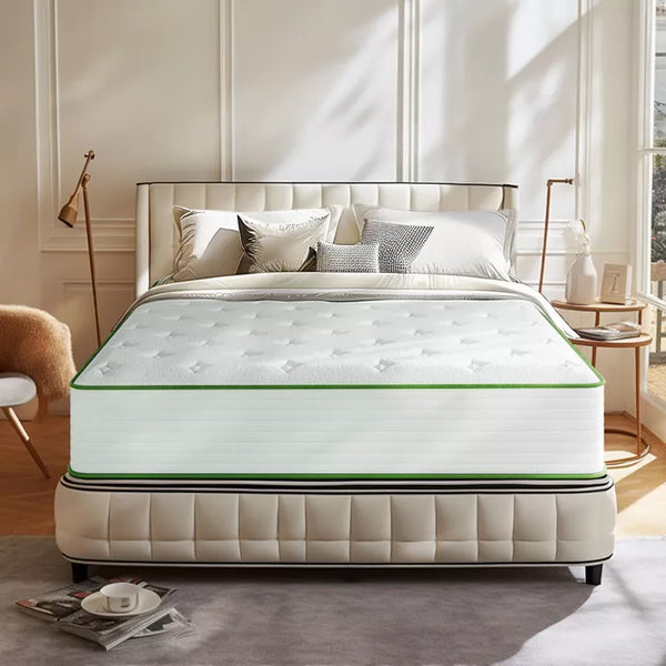 Swedrea Hybrid Mattress Breathable Medium Cooling Memory Foam Bed-in-a-Box White