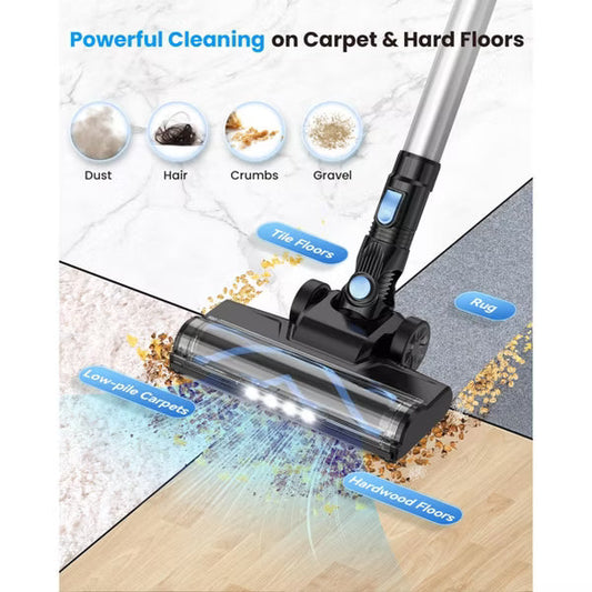 DEVOAC N3T Cordless Vacuum Cleaner,Wireless Stick Vacuum with 40mins Runine,Self-Standing,Rechargeable Lightweight Vacuum Cleaner Blue