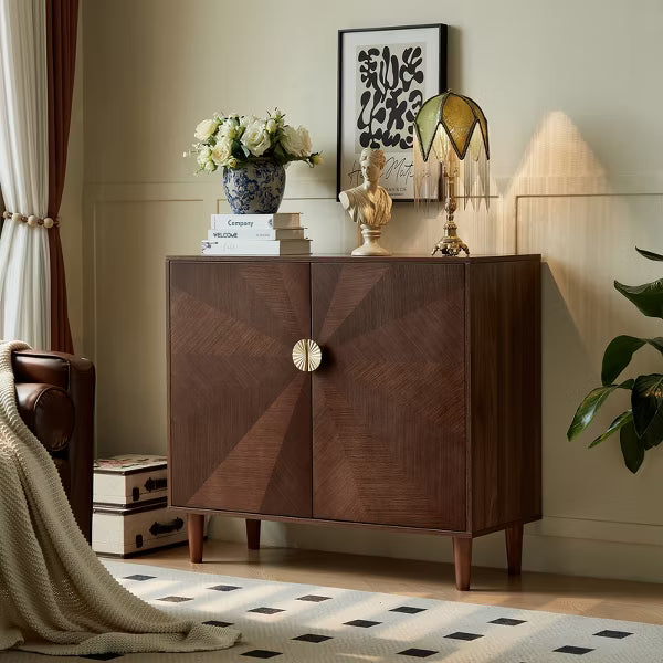 JVNOXK-Medieval Modern Sideboard with Storage Space, Featuring Double-Door Cabinet, Suitable for Living Room - Walnut