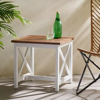 Wooakway Square Outdoor Side Table, Patio Coffee Table for Yard Garden