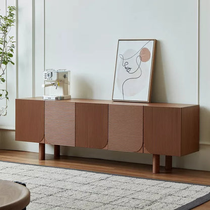 LOVSON 70.87" Modern And classicist Style Four Legged TV Stand with Five Cabniet