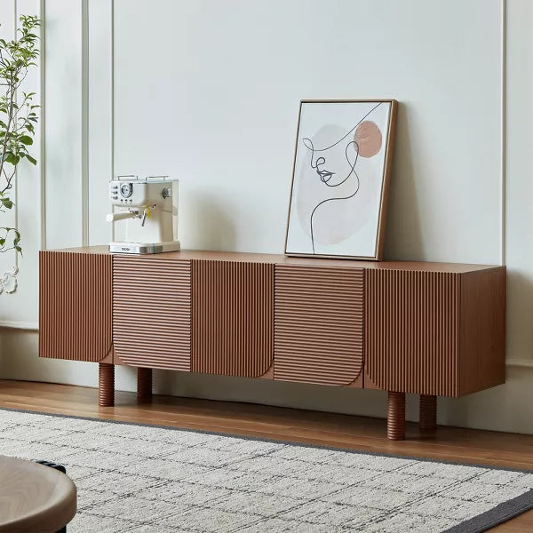 LOVSON 70.87" Modern And classicist Style Four Legged TV Stand with Five Cabniet