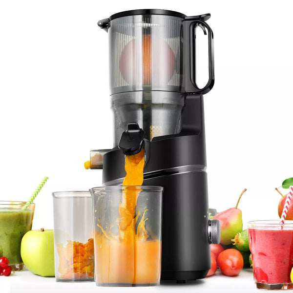 Masticating Juicer, 5.3 in Cold Press Juicer with 250W Motor, Triple Filtration, Safety Lid Lock, 1.8 L Capacity, Fit for Whole Fruits & Vegetables