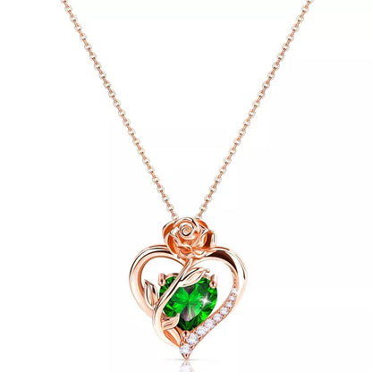 Molenia Heart Birthstone Necklace for Women 925 Sterling Silver Rose Gold Necklace Pendant Jewelry Christmas Anniversary Birthday Gifts for Her