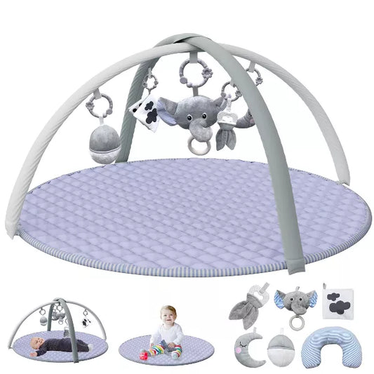 BabyBond Baby Gym Play Mat,Tummy Time Mat with 5 Detachable Toys for Stage-Based Motor Skills & Sensory Development