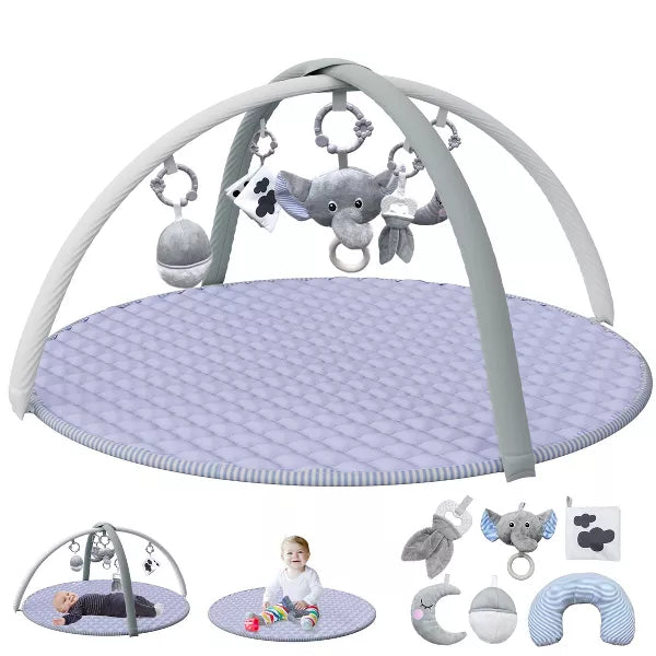 BabyBond Baby Gym Play Mat,Tummy Time Mat with 5 Detachable Toys for Stage-Based Motor Skills & Sensory Development