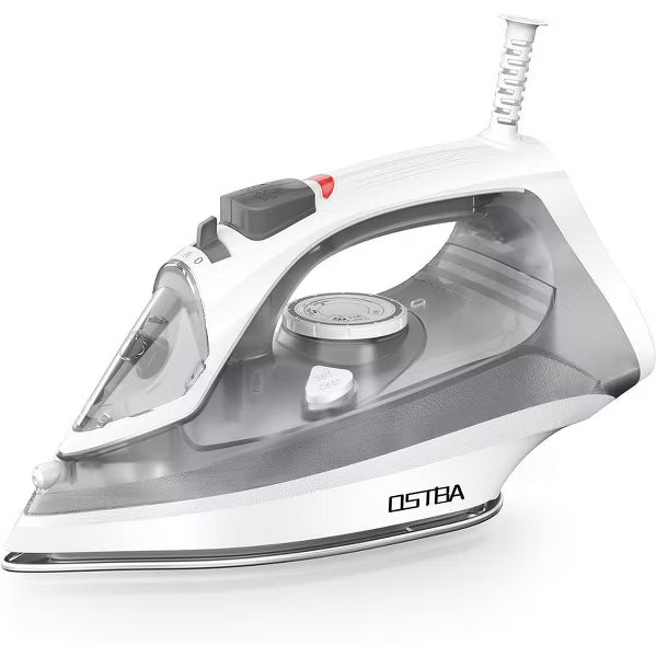 OSTBA 1600W Steam Iron, Nonstick Soleplate, Rapid Heating, Self-Clean, Anti-Limescale, Drip Stop, 300ml Tank for Home