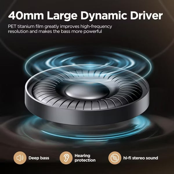 Wireless Bluetooth Headphones 5.1,40 Hrs Playtime Wireless Over-Ear Headphones,4 Mics ENC Noise Cancelling for Clear Calls