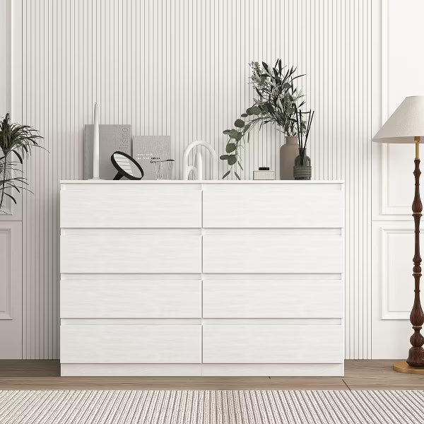 Resenkos Modern Mid Century 6 Drawer Wide Dressers Chests for Bedroom, Chest of Drawer Organizer