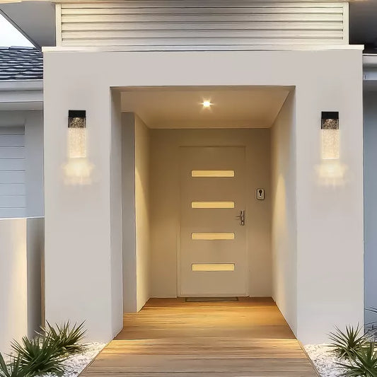 Wooakway Modern 2PCS 12"H Outdoor Wall Lantern Waterproof Transparent LED Crystal Light Supports Multiple Types of Light Bulbs 12W Per Lamp