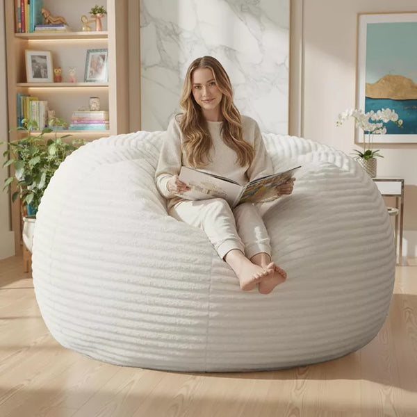 Hooseng 3.5 FT Bean Bag Chairs for Adults, Large Corduroy Bean Bag with Removable Cover, Memory Foam Filler Floor Couch for Living Room Bedroom