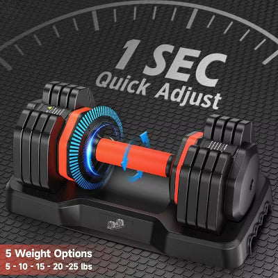 Adjustable Dumbbells Set of 2, 15LB to 55LB Quick Change Weight System, Space Saving Home Gym Equipment