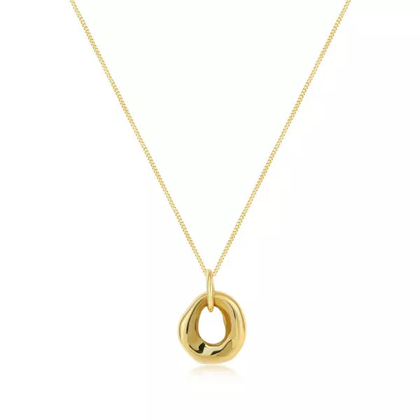 Molenia 14K Gold Plated Circle Necklace, 925 Sterling Silver Irregular Circle Pendant Infinity Necklace Chain Jewelry Gifts for Her Women