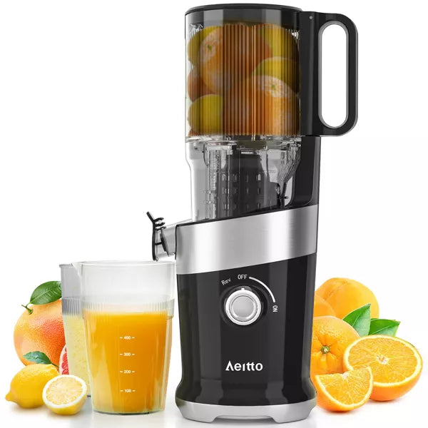 Aeitto Mega4 Slow Juicer Machines, 4.9" Extra Large Feed Chute for Whole Fruits and Vegetables