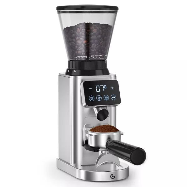 Coffee Grinder, 40mm Stainless Steel Conical Burr Grinder with 48 Grinding Settings, Grinding Time & 1-12 Cups Adjustable, Fit Espresso & Drip Coffee