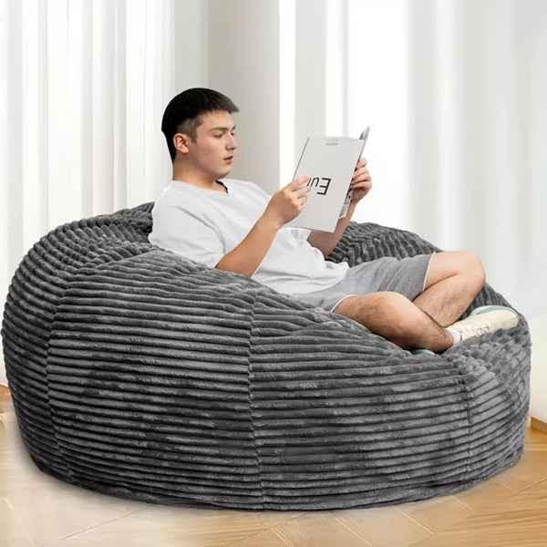 Hooseng 6FT Giant Beanbag Chairs with Memory Foam Filled, Ultra Soft Lazy Sofa for Living Room Bedroom, Grey