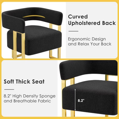 Mid-Century Modern Armchair, Upholstered Tufted Barrel Reading Chair for Bed Room, Office, Black