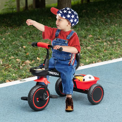 Tricycle for Toddlers Age 2-5 with Adjustable Seat, Toddler Bike with Storage Baskets for Girls and Boys