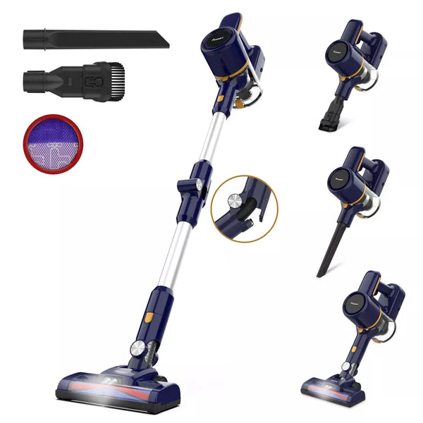 POWEART N7P Cordless Vacuum Cleaner – 6-in-1 Lightweight Stick & Handheld Vacuum with Foldable Telescopic Rod for Multi-Surface Cleaning