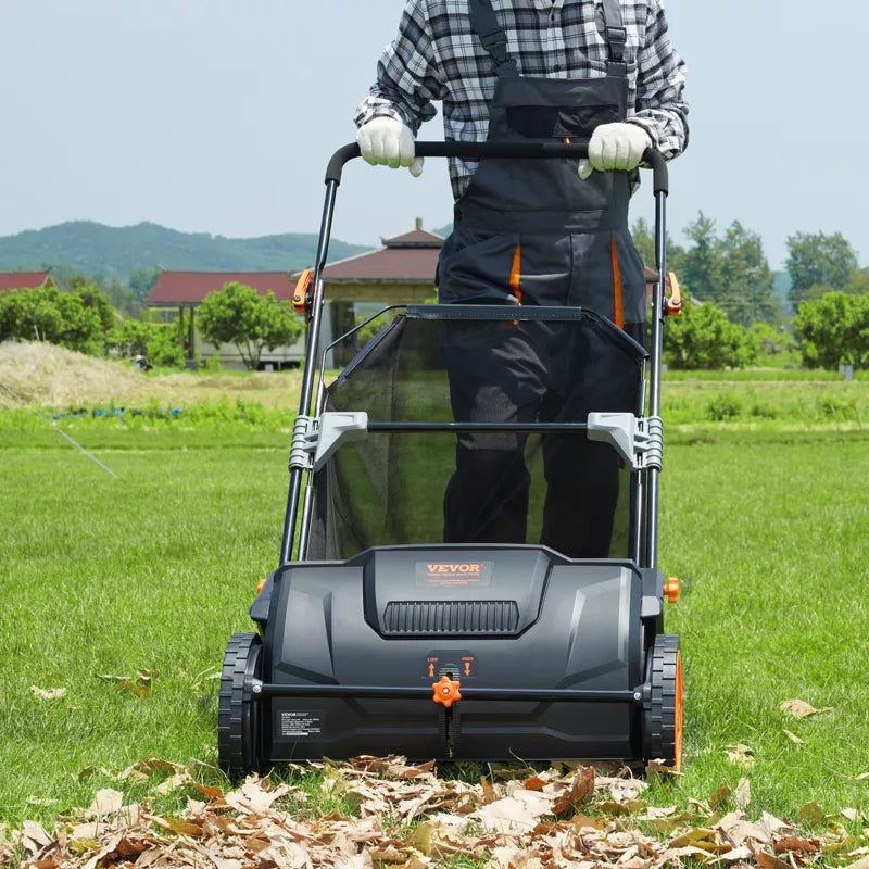 VEVOR Push Lawn Sweeper, 21inch Leaf & Grass Collector