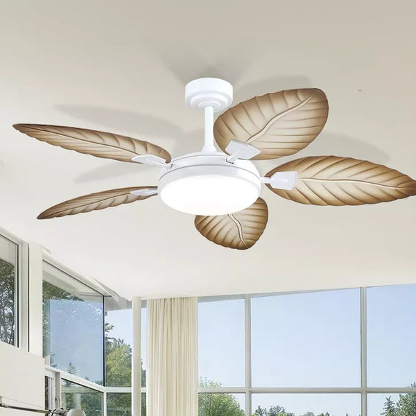 52 Inch Indoor and Outdoor palm Leaf Ceiling Fan with Light