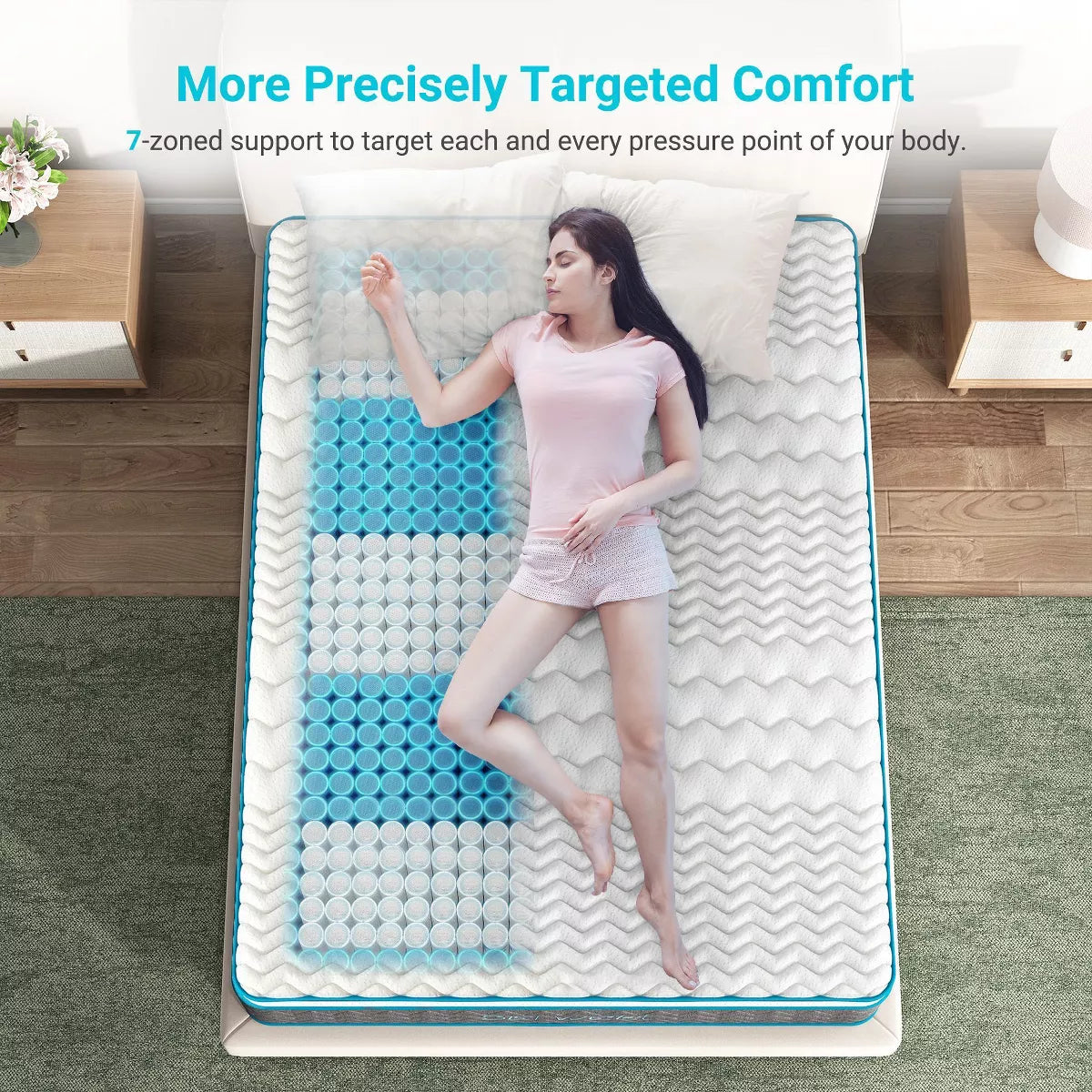 Serweet 14 inch Breathable Bamboo Charcoal Hybrid Mattress Queen