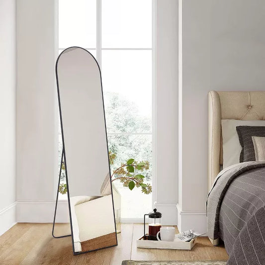 Wooakway Metal Arch Full Length Mirror Freestanding Mirror Wall Mirror Decorative Mirror Black/Gold