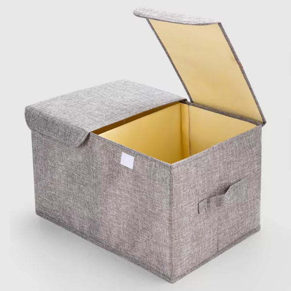 VUSIGN 12''X16.8'' Wardrobe Flip-Top Storage Box with Dual Lid Large Dark Gray