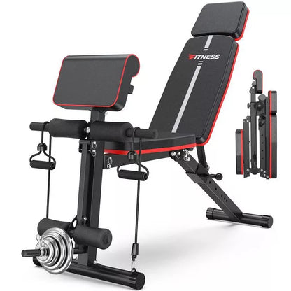 GIKPAL 7 Positions Adjustable Weight Bench,With Extended Headrest and Leg Extension,Foldable Workout Olympic Weight Bench, Maximum Weight 770 Lbs.