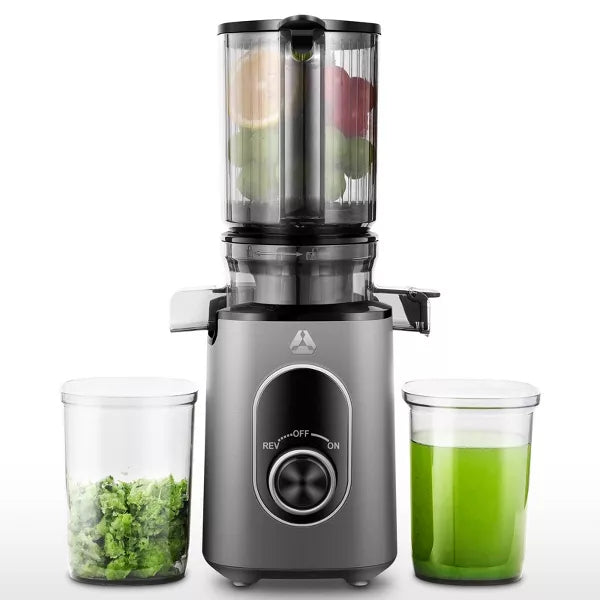 Masticating Juicer, 4.35 inch Cold Press Juicer, 8-stage Spiral 50RPM Slow Masticating for Whole Fruits &Vegetables, BPA Free, Reverse Function