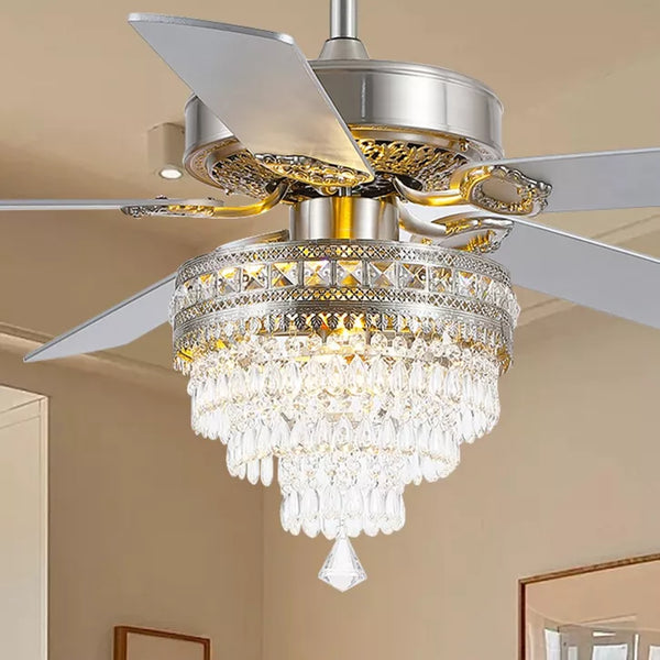 Kviflon 52 inch Crystal Ceiling Fan with Light