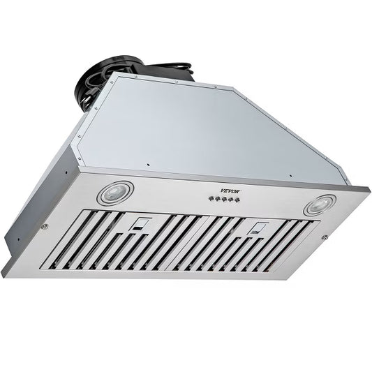 Built-In 30“ Stainless Steel Range Hood, 800CFM 3-Speed Insert Kitchen Vent with Push Button Control LED Baffle Filters, Ducted/Ductless Convertible